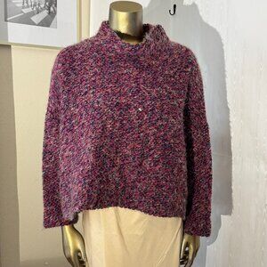 Bryn Walker Stowe Mock Neck Long Sleeve Boxy Fit Sweater Rose Small Oversized